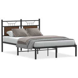 vidaXL Bed Frame without Mattress Smoked Oak 90x190 cm Single Engineered Wood - brown oak, 120 x 200 cm
