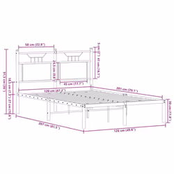 vidaXL Bed Frame without Mattress Smoked Oak 90x190 cm Single Engineered Wood - brown oak, 120 x 200 cm - Additional view 10