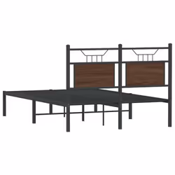 vidaXL Bed Frame without Mattress Smoked Oak 90x190 cm Single Engineered Wood - brown oak, 120 x 200 cm - Additional view 7