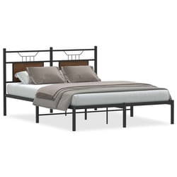 vidaXL Metal Bed Frame without Mattress double bed - brown oak, 137 x 190 cm