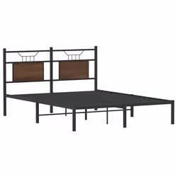 vidaXL Metal Bed Frame without Mattress double bed - brown oak, 137 x 190 cm