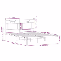 vidaXL Metal Bed Frame without Mattress double bed - brown oak, 137 x 190 cm