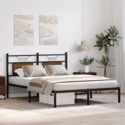 vidaXL Metal Bed Frame without Mattress double bed - brown oak, 137 x 190 cm - Additional view 4