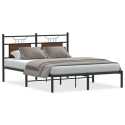vidaXL Metal Bed Frame without Mattress double bed - brown oak, 140 x 190 cm