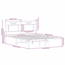 vidaXL Metal Bed Frame without Mattress double bed - brown oak, 140 x 190 cm