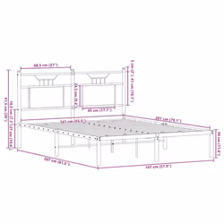 vidaXL Bed Frame without Mattress Smoked Oak 90x190 cm Single Engineered Wood - brown oak, 140 x 200 cm - Additional view 3