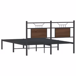 vidaXL Bed Frame without Mattress Smoked Oak 90x190 cm Single Engineered Wood - brown oak, 140 x 200 cm - Additional view 7