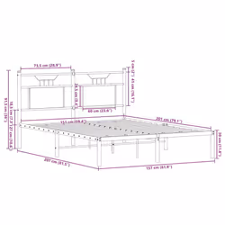 vidaXL Metal Bed Frame without Mattress double bed - brown oak, 150 x 200 cm