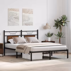 vidaXL Metal Bed Frame without Mattress double bed - brown oak, 150 x 200 cm - Additional view 4