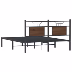vidaXL Metal Bed Frame without Mattress double bed - brown oak, 150 x 200 cm - Additional view 7