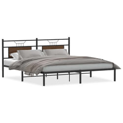 vidaXL Metal Bed Frame without Mattress double bed - brown oak, 160 x 200 cm