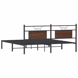 vidaXL Metal Bed Frame without Mattress double bed - brown oak, 160 x 200 cm - Additional view 7