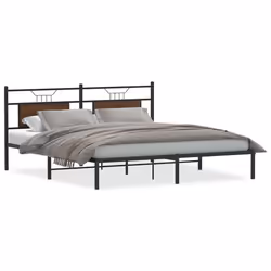 vidaXL Bed Frame without Mattress Engineered Wood - brown oak, 183 x 203 cm