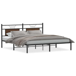 vidaXL Bed Frame without Mattress Engineered Wood - brown oak, 183 x 203 cm