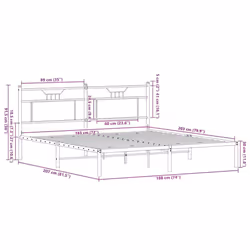 vidaXL Bed Frame without Mattress Engineered Wood - brown oak, 183 x 203 cm