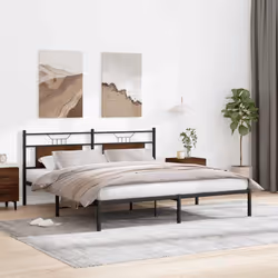 vidaXL Bed Frame without Mattress Engineered Wood - brown oak, 183 x 203 cm - Additional view 4