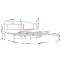 vidaXL Metal Bed Frame without Mattress double bed - brown oak, 183 x 213 cm - Additional view 10