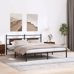 vidaXL Metal Bed Frame without Mattress double bed - brown oak, 183 x 213 cm - Additional view 4