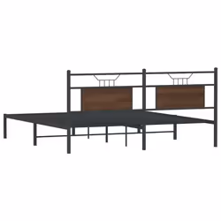 vidaXL Metal Bed Frame without Mattress double bed - brown oak, 183 x 213 cm - Additional view 7
