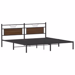 vidaXL Metal Bed Frame without Mattress double bed - brown oak, 200 x 200 cm