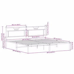 vidaXL Metal Bed Frame without Mattress double bed - brown oak, 200 x 200 cm