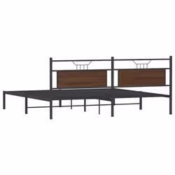 vidaXL Metal Bed Frame without Mattress double bed - brown oak, 200 x 200 cm - Additional view 7