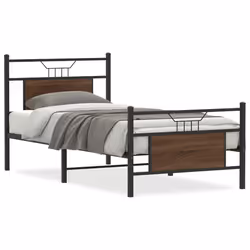 vidaXL Bed Frame without Mattress Engineered Wood - brown oak, 90 x 190 cm