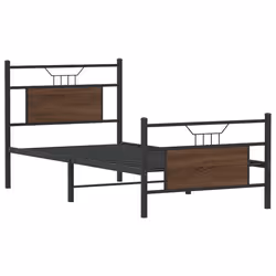 vidaXL Bed Frame without Mattress Engineered Wood - brown oak, 90 x 190 cm