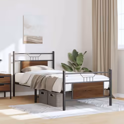 vidaXL Bed Frame without Mattress Engineered Wood - brown oak, 90 x 190 cm - Additional view 4
