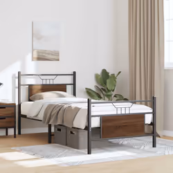 vidaXL Bed Frame without Mattress Smoked Oak 90x190 cm Single Engineered Wood - brown oak, 90 x 200 cm - Additional view 4