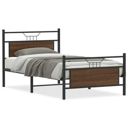 vidaXL Bed Frame without Mattress Smoked Oak 90x190 cm Single Engineered Wood - brown oak, 100 x 190 cm
