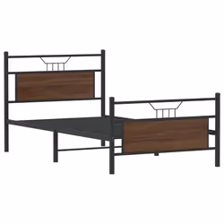 vidaXL Bed Frame without Mattress Smoked Oak 90x190 cm Single Engineered Wood - brown oak, 100 x 190 cm