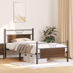 vidaXL Bed Frame without Mattress Smoked Oak 90x190 cm Single Engineered Wood - brown oak, 100 x 190 cm - Additional view 4