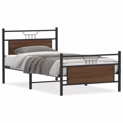 vidaXL Bed Frame without Mattress Smoked Oak 90x190 cm Single Engineered Wood - brown oak, 100 x 200 cm