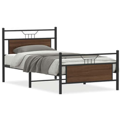 vidaXL Bed Frame without Mattress Smoked Oak 90x190 cm Single Engineered Wood - brown oak, 100 x 200 cm
