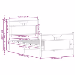 vidaXL Bed Frame without Mattress Smoked Oak 90x190 cm Single Engineered Wood - brown oak, 100 x 200 cm - Additional view 10