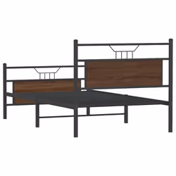 vidaXL Bed Frame without Mattress Smoked Oak 90x190 cm Single Engineered Wood - brown oak, 100 x 200 cm - Additional view 7