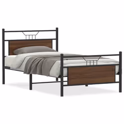vidaXL Metal Bed Frame without Mattress double bed - brown oak, 107 x 203 cm