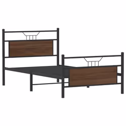 vidaXL Metal Bed Frame without Mattress double bed - brown oak, 107 x 203 cm