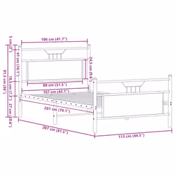 vidaXL Metal Bed Frame without Mattress double bed - brown oak, 107 x 203 cm