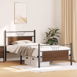 vidaXL Metal Bed Frame without Mattress double bed - brown oak, 107 x 203 cm - Additional view 4