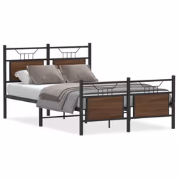 vidaXL Bed Frame without Mattress Smoked Oak 90x190 cm Single Engineered Wood - brown oak, 120 x 200 cm