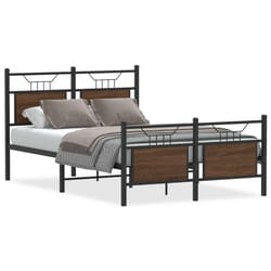 vidaXL Bed Frame without Mattress Smoked Oak 90x190 cm Single Engineered Wood - brown oak, 120 x 200 cm