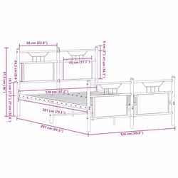 vidaXL Bed Frame without Mattress Smoked Oak 90x190 cm Single Engineered Wood - brown oak, 120 x 200 cm - Additional view 10