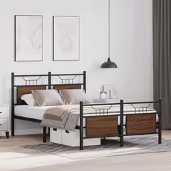 vidaXL Bed Frame without Mattress Smoked Oak 90x190 cm Single Engineered Wood - brown oak, 120 x 200 cm - Additional view 4