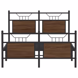 vidaXL Bed Frame without Mattress Smoked Oak 90x190 cm Single Engineered Wood - brown oak, 120 x 200 cm - Additional view 5