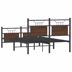vidaXL Bed Frame without Mattress Smoked Oak 90x190 cm Single Engineered Wood - brown oak, 120 x 200 cm - Additional view 7
