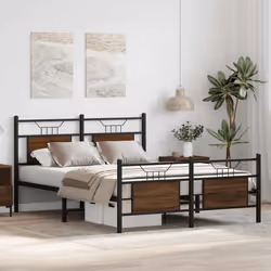 vidaXL Bed Frame without Mattress Smoked Oak 90x190 cm Single Engineered Wood - brown oak, 137 x 190 cm - Additional view 4