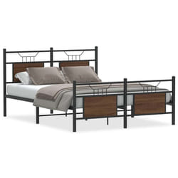 vidaXL Bed Frame without Mattress Smoked Oak 90x190 cm Single Engineered Wood - brown oak, 140 x 190 cm
