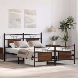 vidaXL Bed Frame without Mattress Smoked Oak 90x190 cm Single Engineered Wood - brown oak, 140 x 190 cm - Additional view 4